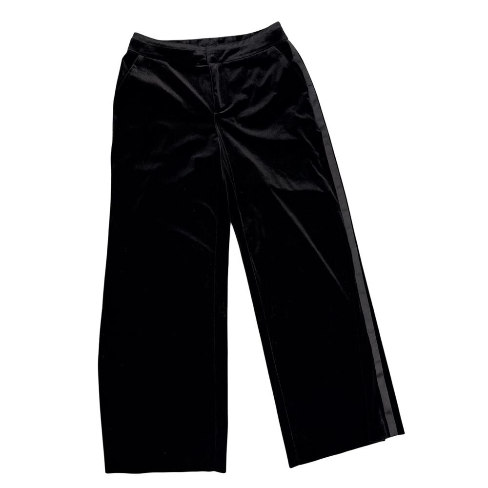 Laundry Shelli Segal Los Angeles Black Velvet Pants Pinstripe Small